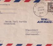 USA - 30 C. Bison Luftpostbrief Newark - Düsseldorf 23.6.40 OKW-Zensur