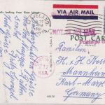 USA - 5 C. Monroe Luftpostkarte Cleveland - Mannheim 1961 Nachporto