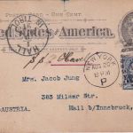 USA - 1 C. Ganzsachenkarte + Zusatz n. ÖSTERREICH New York - Hall i. Tirol 1894