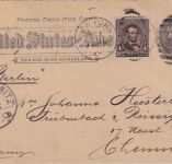 USA - 1 C. Ganzsachenkarte+Zusatz New York - Chemnitz 1894 Illustration !