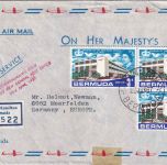 Bermuda - 3x3 P. Postamt Luftpost-Einschreibebrief/FDC Hamilton 23.6.67