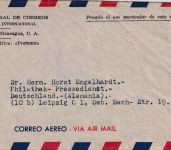 Nicaragua - 50+25 C. Freimarken/Official Luftpostbrief Managua - Leipzig 1951