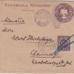 Mexiko - 1 C. Ganzsachen-Streifband+Zusatz Tampico - Chemnitz 1908