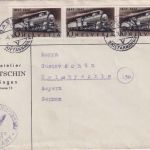 Schweiz - 3x10 Rp. 100 J. Eisenbahn Zensurbrief Basel - Helmbrechts 1947