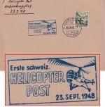 Schweiz - 1. schweiz. Helikopterpost Karte Zürich - Schaffhausen 1948