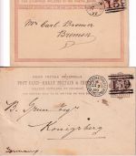 GB/Scotland - Glasgow 1877/89 2 versch. Stempel/2 Ganzsachenkarte