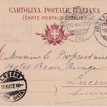 Italien - Arona Locarno Bahnpost 10 C. Ganzsachenkarte i.d. SCHWEIZ Baveno 1902