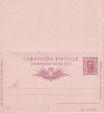 Italien - 7 1/2 C. Umberto I. Ganzsache/Doppelkarte (1890) ungebraucht