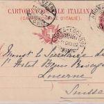Italien - Arona Locarno Bahnpost 10 C. Ganzsachenkarte i.d. SCHWEIZ Baveno 1902