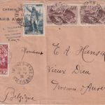 Frankreich - 50 C. Arbeitslosenkinder ua. Brief n. BELGIEN Limoges Vieux D. 1938