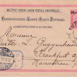 Österreich/Levante - 20 Pa./5 Kr. Ganzsachenkarte Smyrna - Frankfurt a/M. 1900