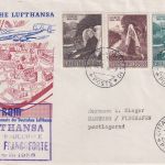 Vatikan - Lufthansa Erstflug Rom Hamburg Zuleitungspost Schmuckkuvert 1958