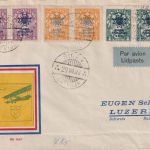 Lettland - 2x Invaliden-Satz 1923 Schmuckkuvert/Luftpostbrief i.d. SCHWEIZ 1928