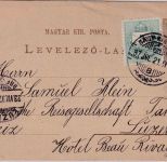 Ungarn/Serbien - 2 Kr. Ganzsachenkarte+Zusatz i.d. SCHWEIZ Nagy-Kikinda 1897