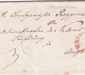 Bayern - Weissenhorn 11/7 roter HKS Portobrief Roggenburg - Augsburg 1849