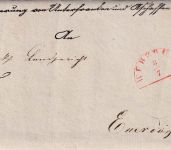 Bayern - Würzburg 3/7 roter HKS Dienstbrief n. Euerdorf 1842