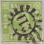 Bayern - 9 Kr. Quadrat grün Brief gMR 211 L2 Hof B.E. 15. OCT n. Bremen (1858)