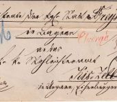 Bayern - 3 Kr. Wappen geschn. Chargebrief n. UNGARN oMR 137 Freising (1869)