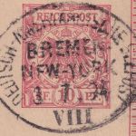 DR - Dt.-Amerik. Seepost Bremen/New York VIII 10 Pfg. K/A Ganzsachenkarte 1894