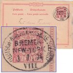 DR - Dt.-Amerik. Seepost Bremen/New York VIII 10 Pfg. K/A Ganzsachenkarte 1894