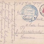 DR - 10 Pfg. Germania patriot. Weihnachtskarte n. SPANIEN Saarburg 1915 Zensur