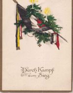 DR - 10 Pfg. Germania patriot. Weihnachtskarte n. SPANIEN Saarburg 1915 Zensur