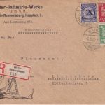 DR - 20 Pfg. Korbdeckel u.a. Ortseinschreibebrief Berlin-Rummelsburg 5.3.25