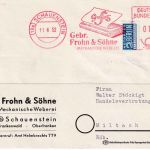 BRD - Schauenstein 1952 10 Pfg. AFS Frohn Mech. Weberei Karte n. Miltach