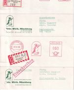 BRD - Münchberg 1956 60 Pfg AFS Wirth Textil 2 Einschreibekarten n. Marlesreuth