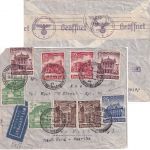 DR - 25+2x15 Pfg. WHW u.a. Luftpostbrief n. USA Frankfurt a/M. 14.11.40 Zensur