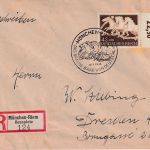 DR - 42 Pfg. Braunes Band Randstück Einschreibebrief SST München-Riem 1942