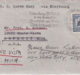 DR - 25 Pfg. Zeppelin Brief n. USA Frankfurt a/M - Detroit 1938 Weiterleitung