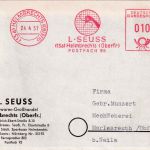 BRD - Helmbrechts 1957 10 Pfg. AFS Seuss Textilwaren Firmenkarte n. Merlesreuth