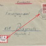 BRD - 1,10 M. Bauwerke Einschreibebrief Carlsgrün/Naila - Bayreuth 1967