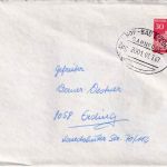 BRD - Hof/Bad Steben Zug 2001 Bahnpost Brief n. Erding 1967