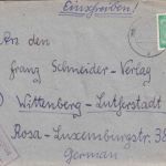 All.Bes. - 84 Pfg. Ziffer Einschreibebrief Geroldsgrün - Wittenberg 1946