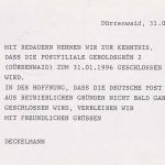 BRD - Geroldsgrün 2 31.1.1996 (Dürrenwaid) Sonderganzsache Tag d. Schließung