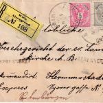 Österreich - 20+2x5 Kr. Doppeldaler Eil-Einschreibebrief n. RUMÄNIEN Wien 1890
