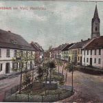 Bayern - Schwarzenbach a.W. Marktplatz farb. Ansichtskarte/Feldpost 1918