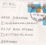 Australien - 3x43 C. Skatebording Luftpostbrief Toowoomba - Bad Steben 1991