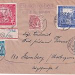 All.Bes. - 75 Pfg. Leipziger Messe ua. Einschreibebrief/Rückschein Eisenach 1948