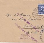 All.Bes. - 75 Pfg. Ziffer Zensurbrief n. USA Oberkochen - New York 1947 Retour