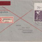 All.Bes. - 2 M. Taube Oberrand Eil-Einschreibebrief Ludwigsburg Ravensburg 1948