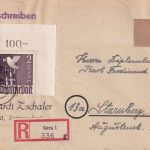 All.Bes. - 2 M. Taube Bogenecke Einschreibebrief Gera - Starnberg 1947