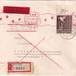 All.Bes. - 2 M. Taube Oberrand Eilboten-Einschreibebrief Lommatzsch 1947