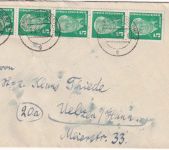 DDR - 5 Pfg. Pieck senkr. 5er-Streifen/Oberrand Brief Frankfurt a/O. 5.2.53