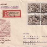 DDR - 24 Pfg. Leipziger Zoo 4er-Block Einschreibebrief n. UNGARN 1953