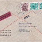 DDR - 84+2x10 Pfg. 5-Jahresplan Eilbrief Dresden - München 1954