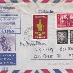 Saar - Lufthansa Erstflug Hamburg/New York Zuleitungspost ab Saarbrücken 20.4.56