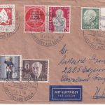 Berlin/BRD - 90 Pfg. Heuss ua. Luftpostbrief n. USA SST B.-Charlottenburg 5.8.54